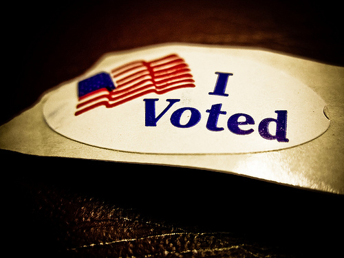 I Voted sticker - image by Vox Efx via Flickr