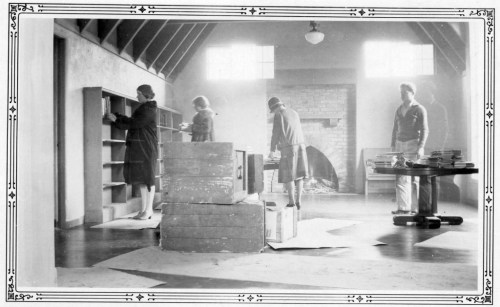 Shelving books at the new Montclair library, February 1930. 