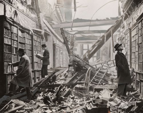 Holland House library damaged during the Blitz