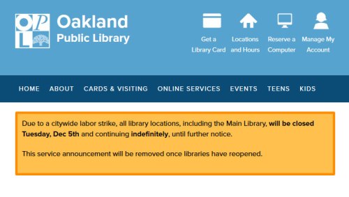 Libraries closed due to city-wide strike