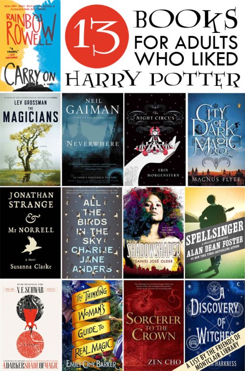 Books for Adults to Love Harry Potter, a list by the Friends of Montclair Library